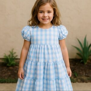 Joe Fresh Light Blue and White Checkered Kids Dress